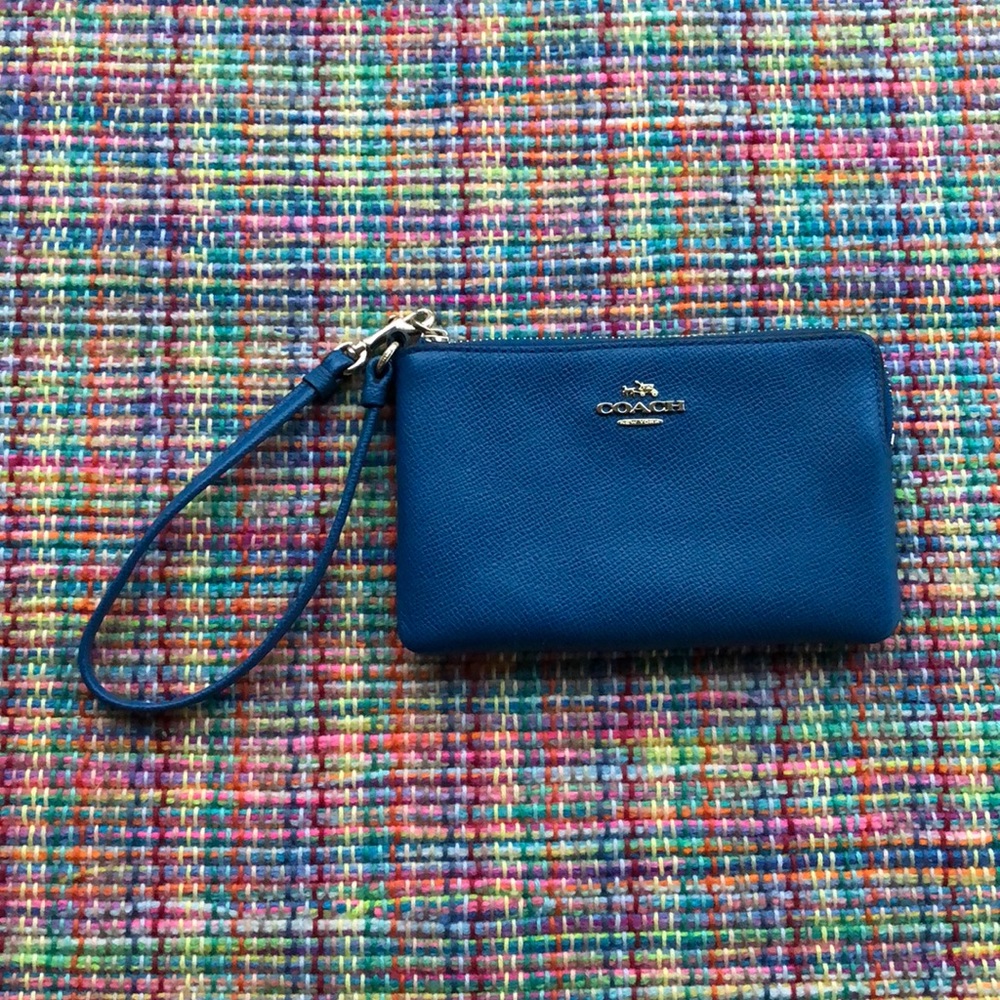 Coach mini blue wristlet